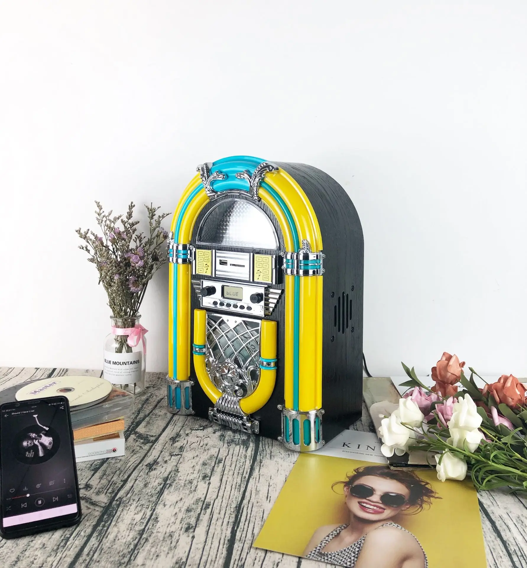 Digital Bt Speaker Jukebox Tabletop Cd Player With Mp3 Cd,Usb/sd,Fm,Aux