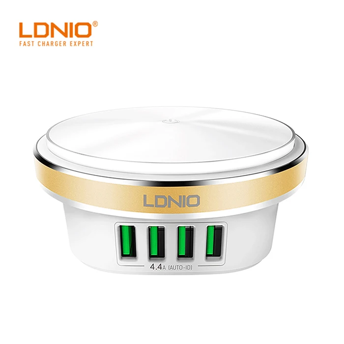 LDNIO 4 USB Port Home Wall Charger Auto-ID Travel Adapter LED Touch Night Light