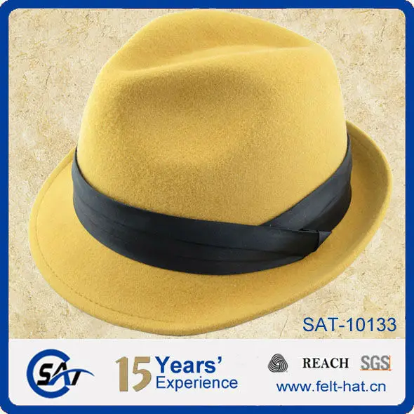 yellow trilby hat