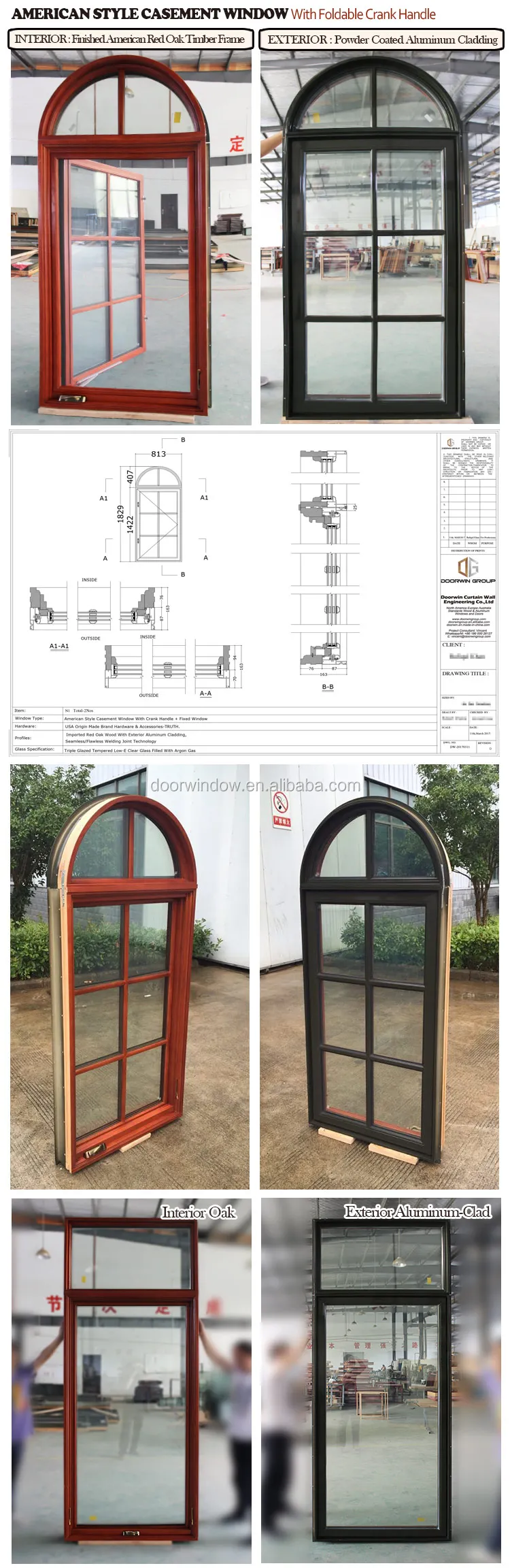 American certified double glazing fixed and awning hand crank window