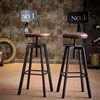 Factory custom restaurant industrial iron round wood seat singer bar stool