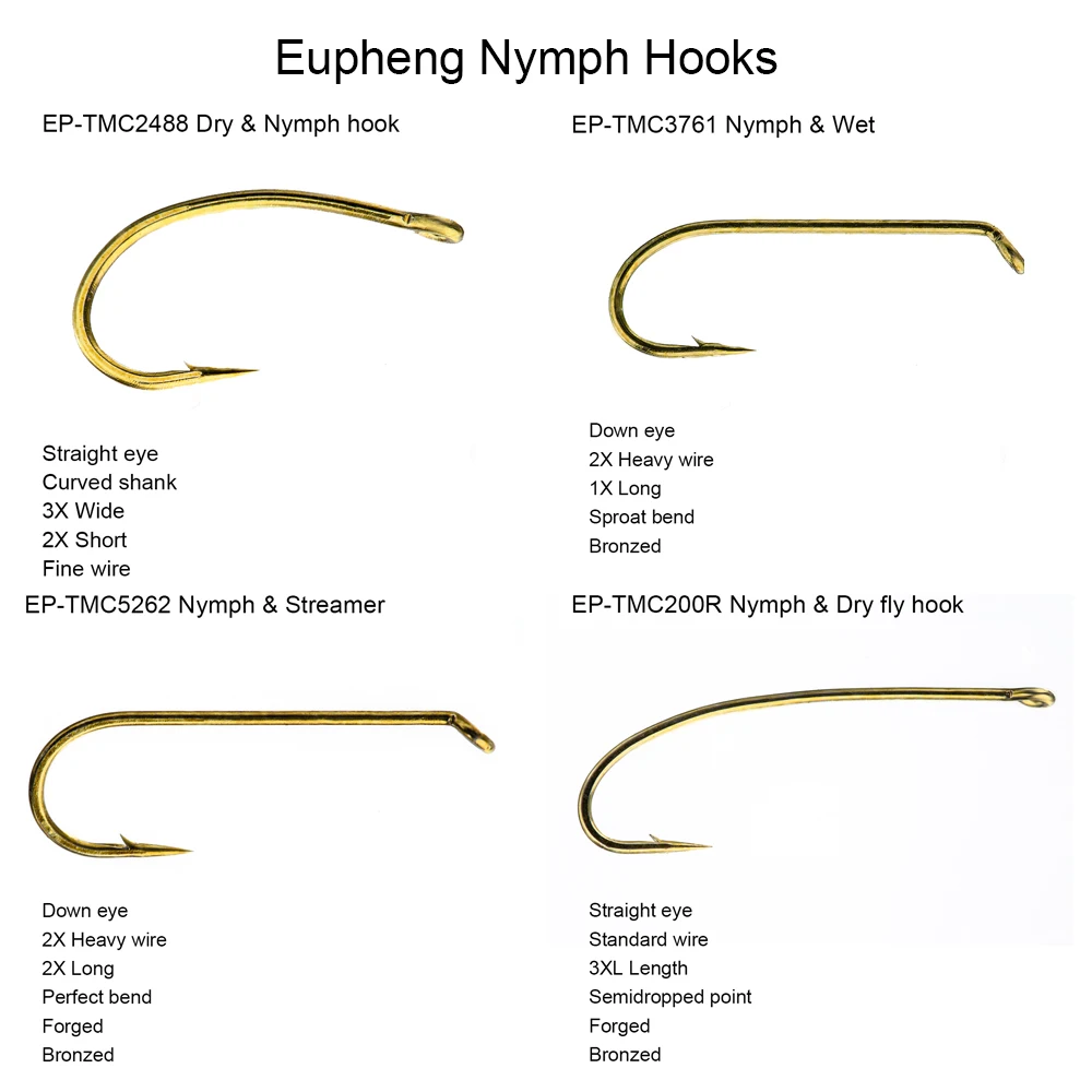 Eupheng Nymph Fly Fishing Hook Dry
