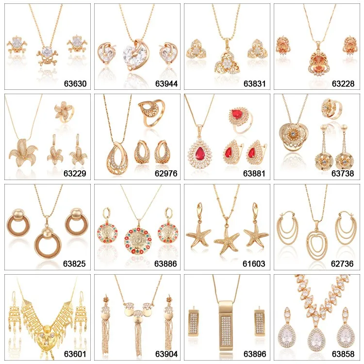 63558 Xuping hot sale Ladies fashion diamond leaf design gold jewelry set