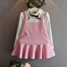 Spring Autumn School Dress For Girls 2-7Year Pink Red Patchwork Preppy Style Cosplay Dresses Fancy Stage Costume Disfraces Ninas