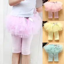 Hot Selling Kids Baby Girls Skirts Summer Skirt Leggings Gauze Pants Party Skirts Bow Candy Tutu