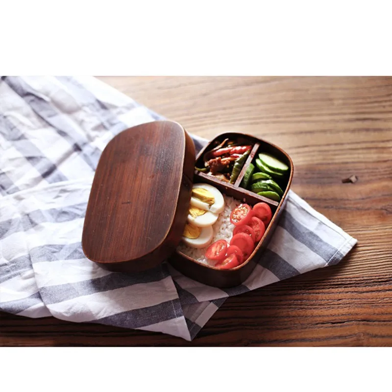 Wooden Bento Box Japanese Style Lunch Box With Dividers - Buy Wooden 