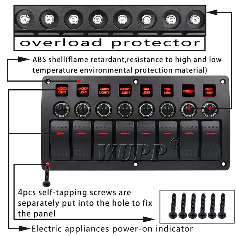 12 V Waterproof On-off-on Marine Electrical Switch Panel For Yacth ...