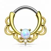 High quality polishing body piercing jewelry hoop nose ring with opal stone