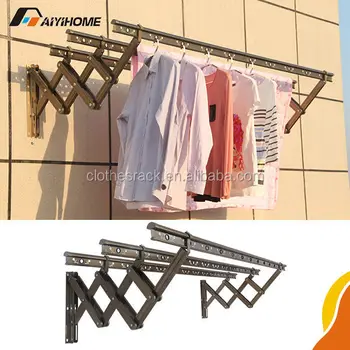 Aiyi Home Outdoor Aluminum Folding Clothes Drying Rack Wall Mounted Aiyi Home Outdoor Aluminum Folding Clothes Drying Rack Wall Mounted Hanger