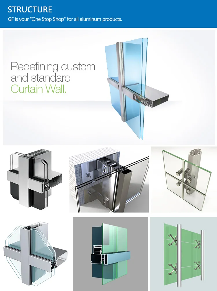 GF aluminium glass wall curtain wall shadow box detail design shadow