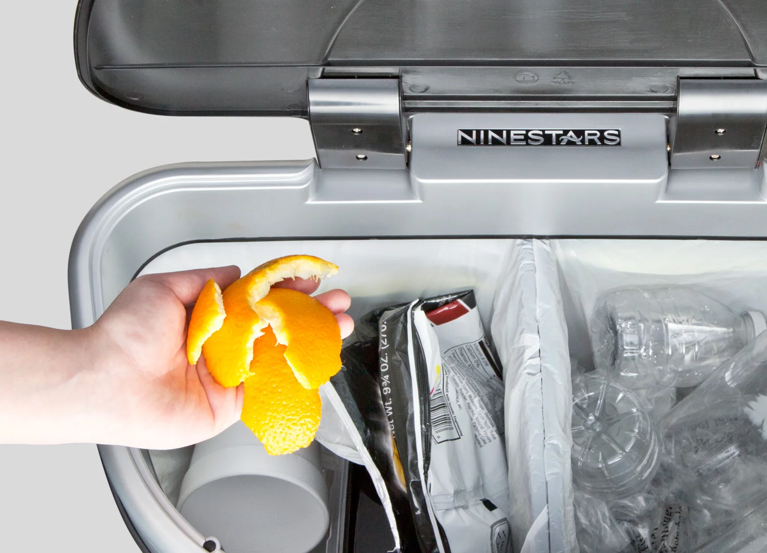 Ninestars Stainless Steel Recycle Electronic Trash Bin 70l Household