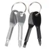 Stainless Steel Multi Tools Key Ring EDC Screwdriver Set Pocket Outdoor Tool Set Multitool Keychain Sliver Black