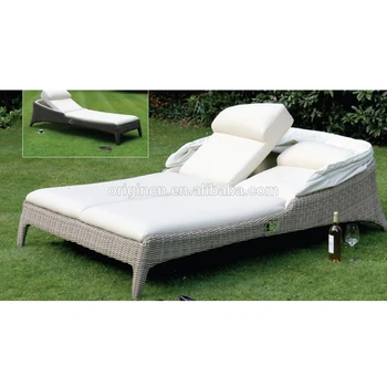 Dubai Luxury Style Sun Bathing Wicker Bed Furniture Outdoor Lounge