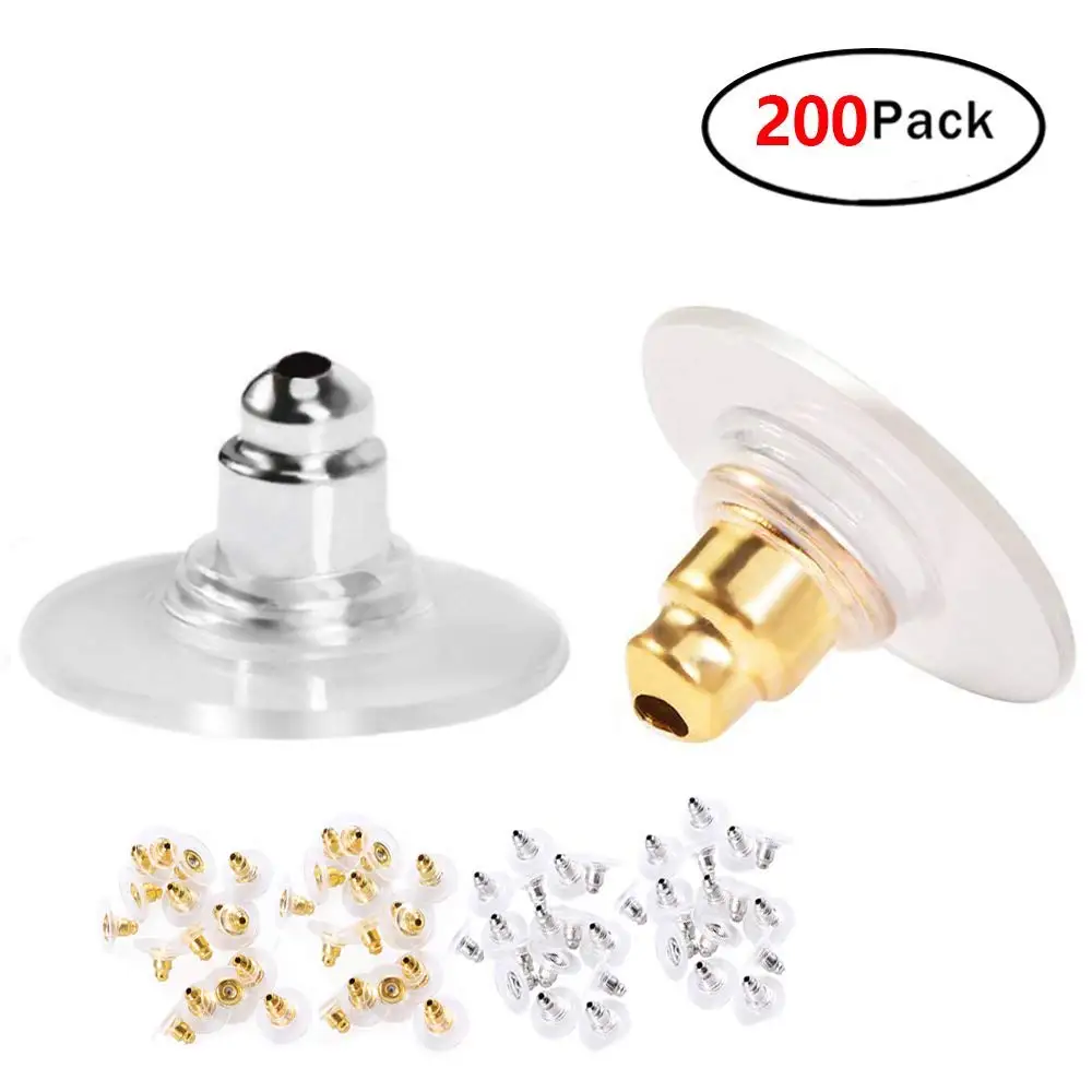 Nicedeal 100 Clear Rubber Bullet Clutch Earring Safety Backs Ear Nuts Earring Keepers DIY Tools