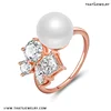 2018 Trend Fashion New Arrive Created Diamond AAA CZ Prong Setting Pearl Ring