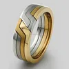 Latest 316 stainless steel Two Tone Simple Finger Ring Turkish Titanium Puzzle Gold Ring Designs For Men