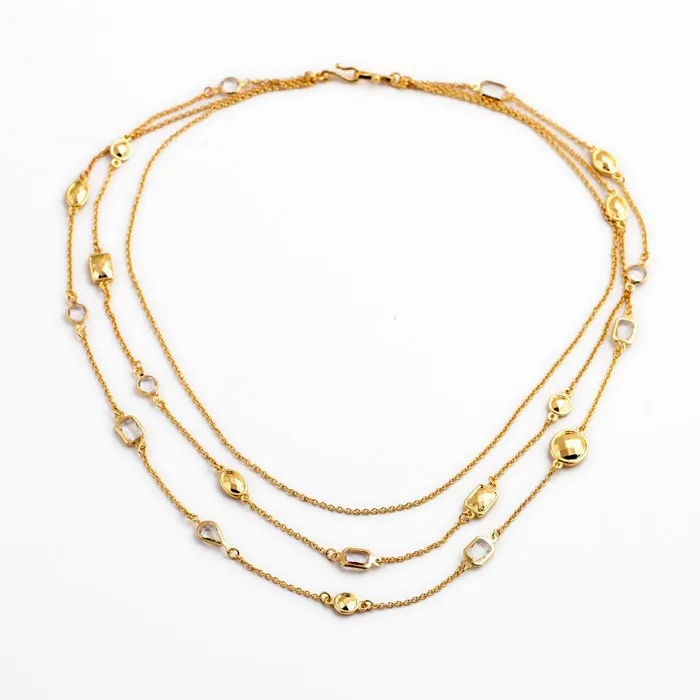 Gold Chain Crystal Stone Necklace 