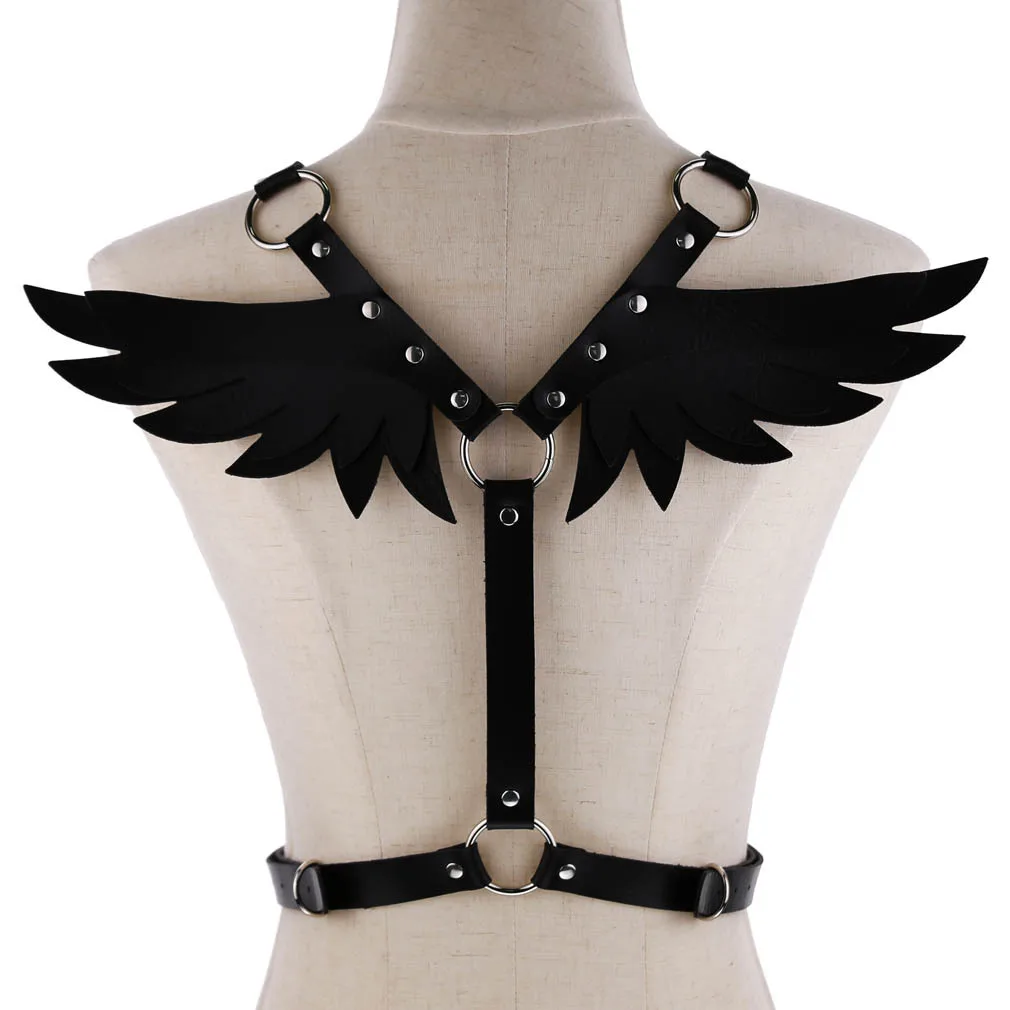 BANSSGOTH Women's Lingerie Full Cage Body Chain Harness Gothic Belt Fabric Halloween Rave 