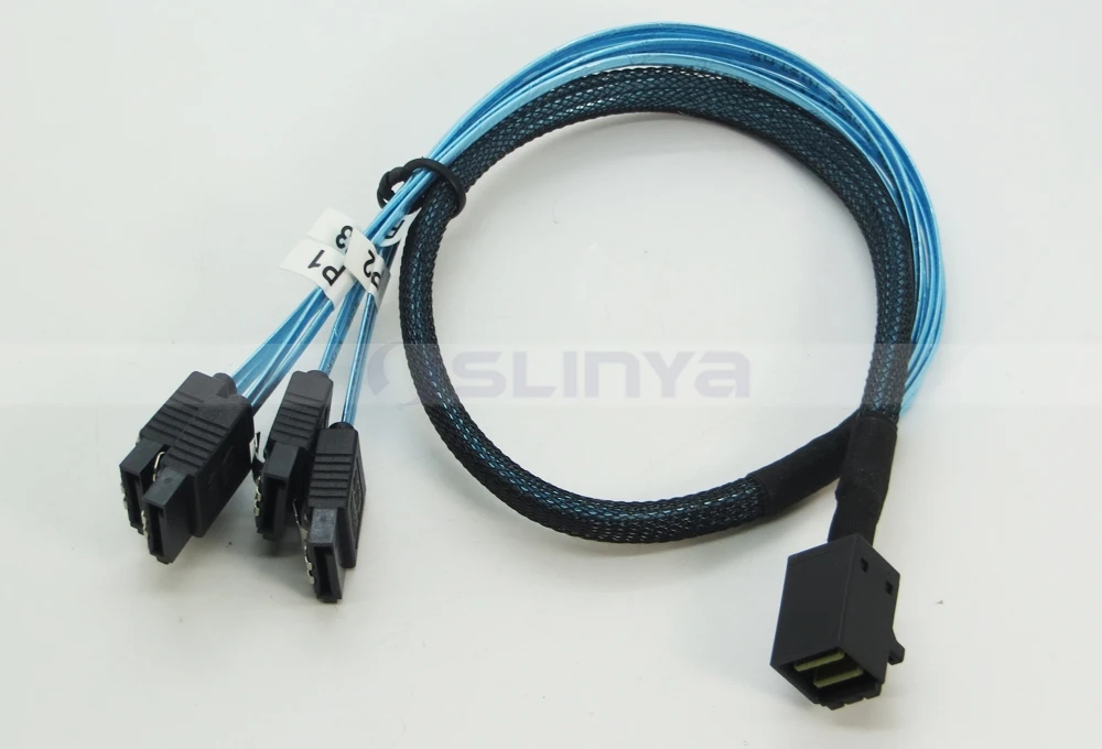 Blue Internal Hd Mini Sas Sff 8643 Host To 4x Sata 7pin Target Forward