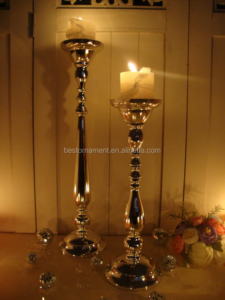 Silver Flower Stand Metal Candle Holder 