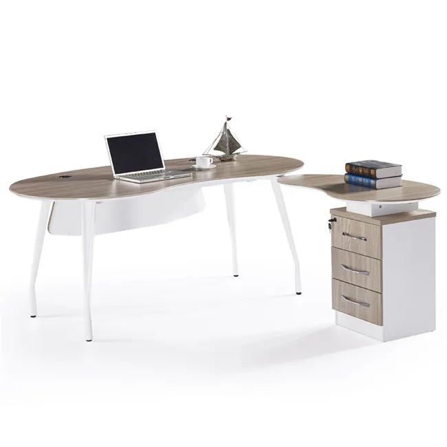 Target desk  sunon office furniture  with side cabinet with drawer otobi furniture in bangladesh price kidney shape office table