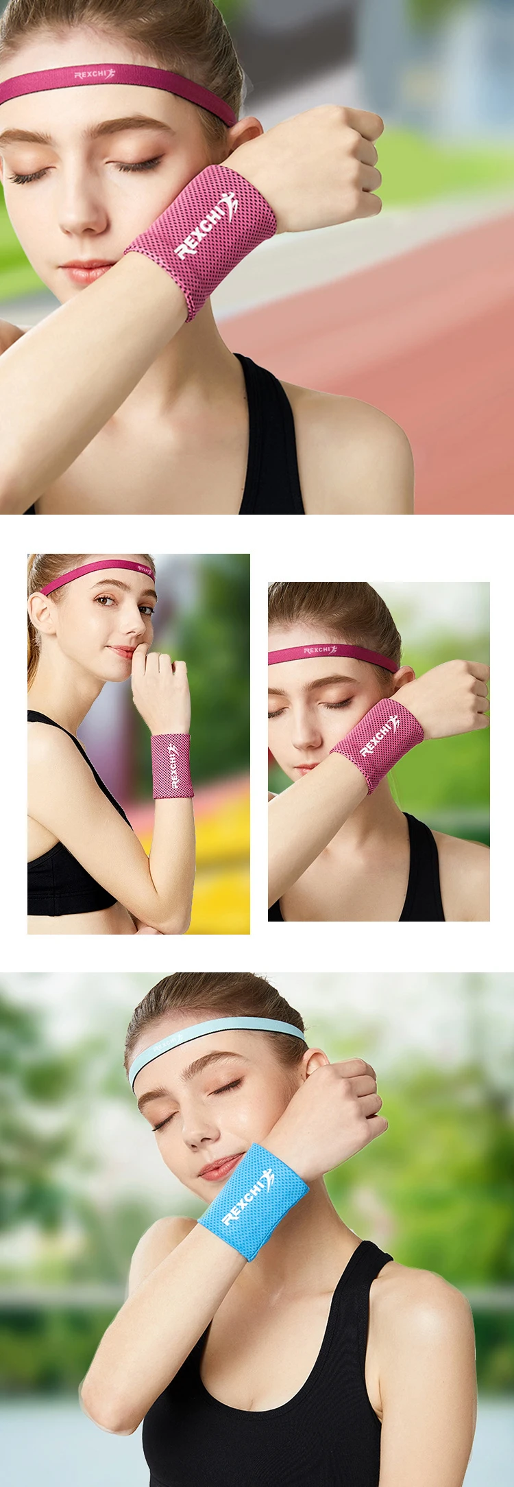 Fashion Unisex Polyester Cooling Sports Sweatbands Wrist Sweat Band For Basketball Tennis