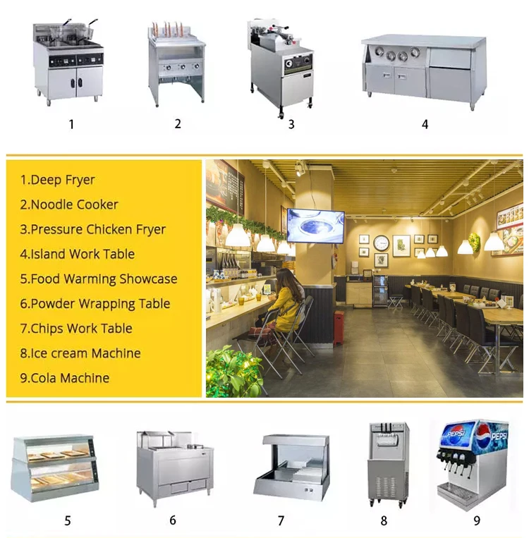 Hot Sale Onestop Solution Fast Food Kfc Mcdonalds Restaurant Kitchen