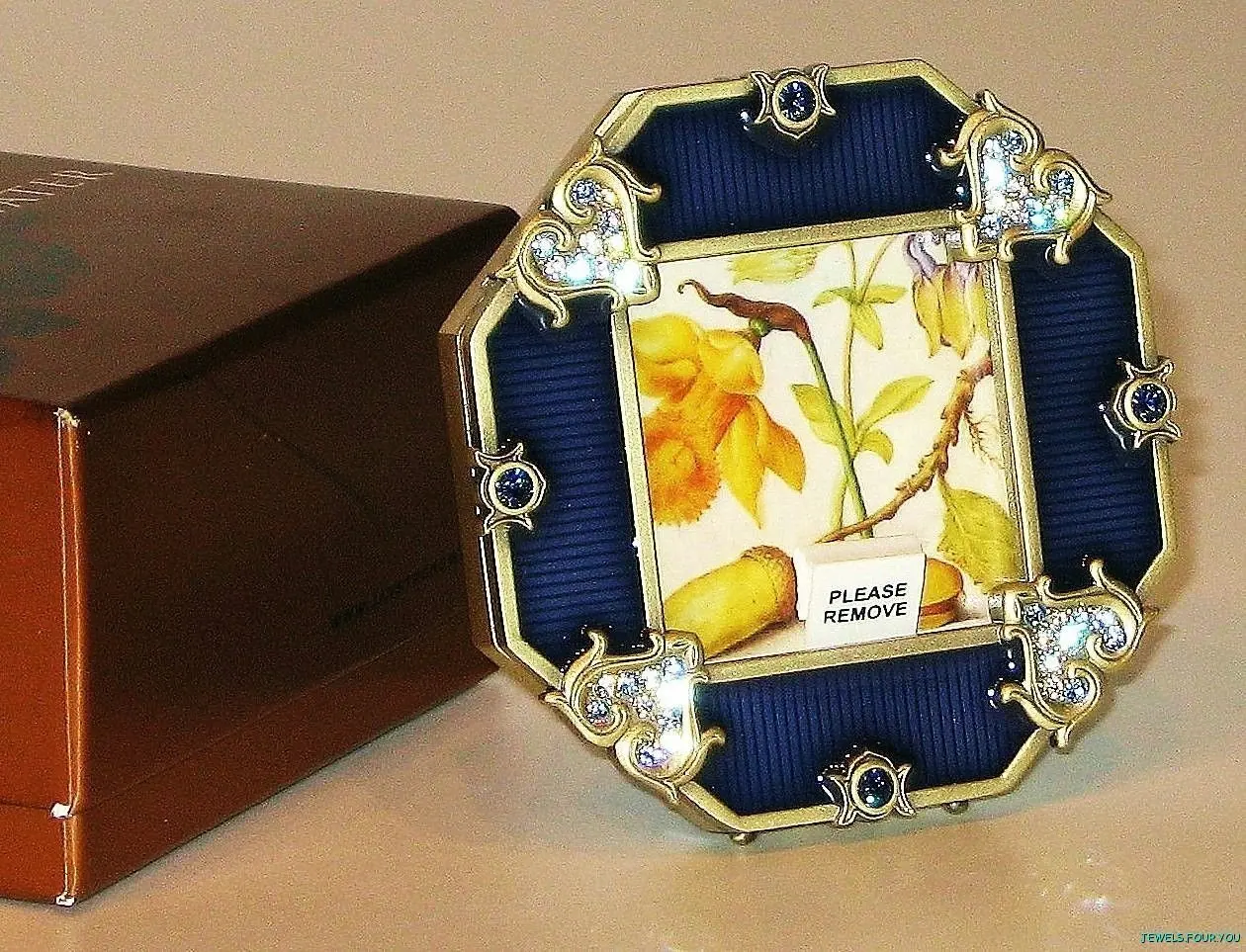 Jay Strongwater Swarovski Octagonal Eva Blue Frame