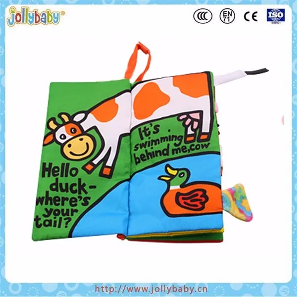 Jollybaby soft cloth book with short story for kids, childrens book toy with vivid and lovely animal pictures for baby