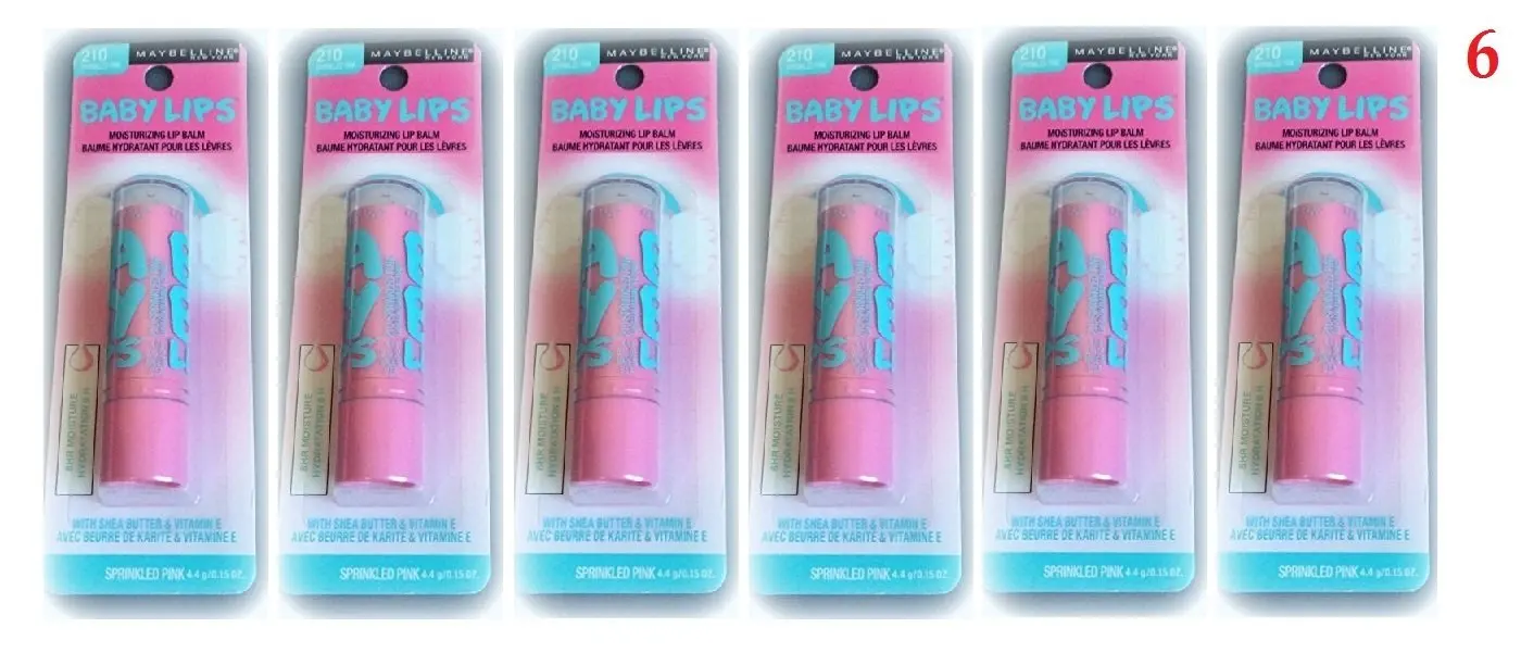 (Pack of 6) - Maybelline New York Baby Lips Moisturizing Lip Balm, 210 Sprinkled Pink