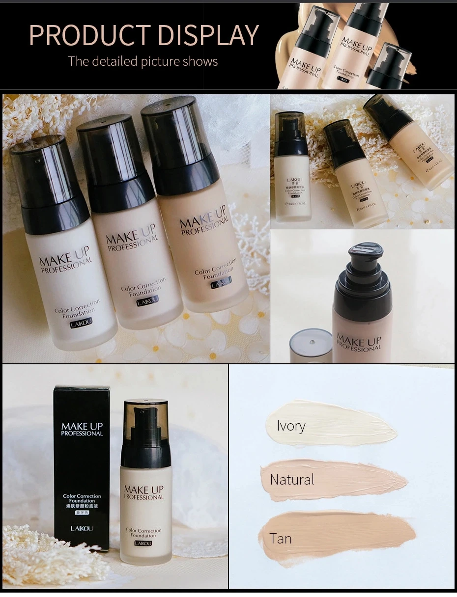 LAIKOU Beauty Makeup Brightening Whitening foundation Color Correction Natual concealer