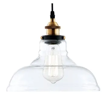 Retro Pendant Light Brushed Nickel Fixture With Clear Glass Shade