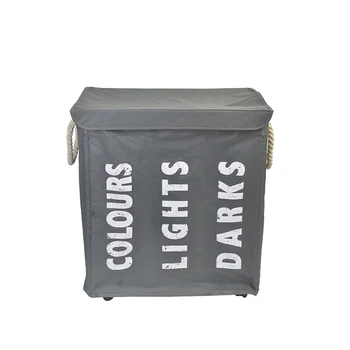 Double Laundry Hamper Foldable Basket Bag With Wheels Laundry Hamper Foldable Basket