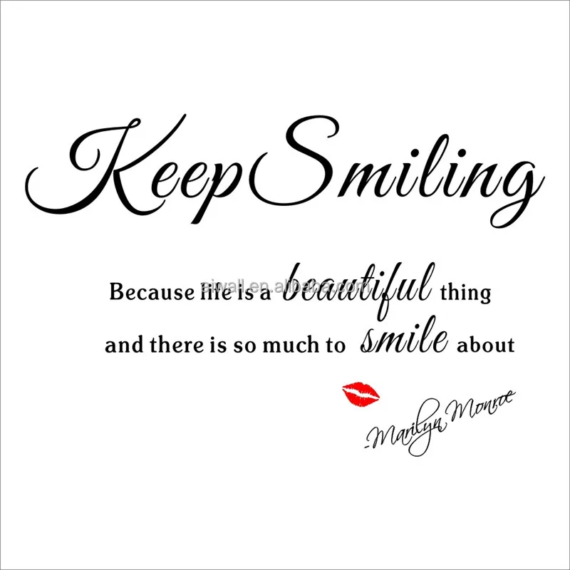 Marilyn Monroe Lips Smile Wall Stickers Keep Smiling Quote Vinyl Decals Living Room Bedroom Home Decoration