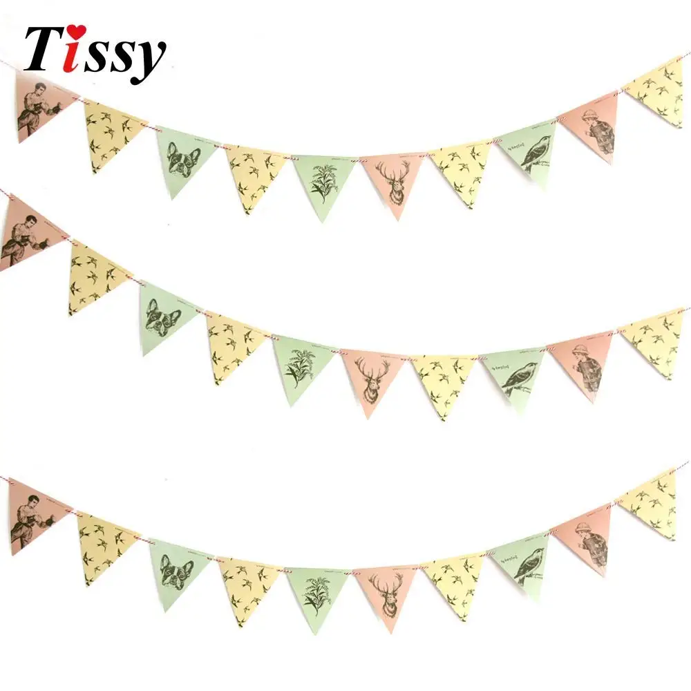 Floral Craft Bunting Flags on Jute String 2.5m Embellishments Craft Card making