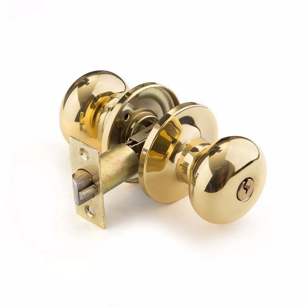Gold Color Steel Round Knob Interior Tubular Door Lock For Home