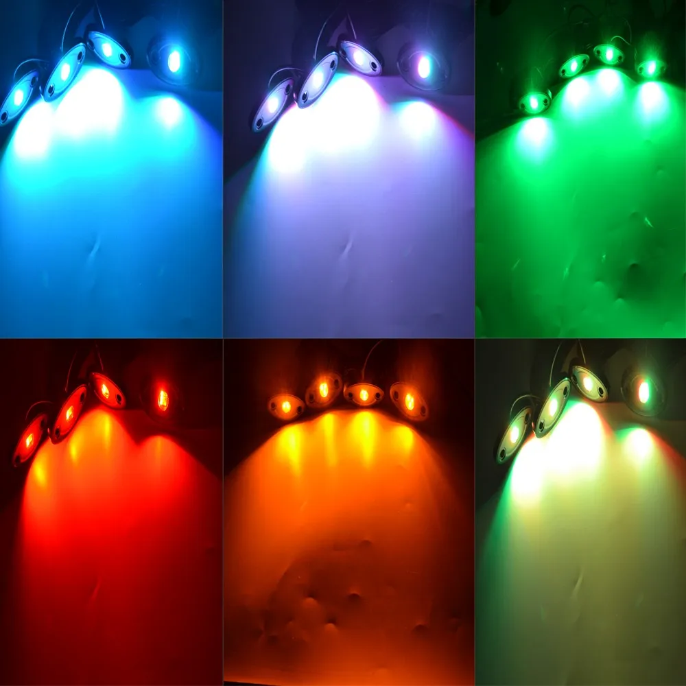 Cheap wholesale 4 pods 8 pods blue tooth control rgb multi color neon led rock lights