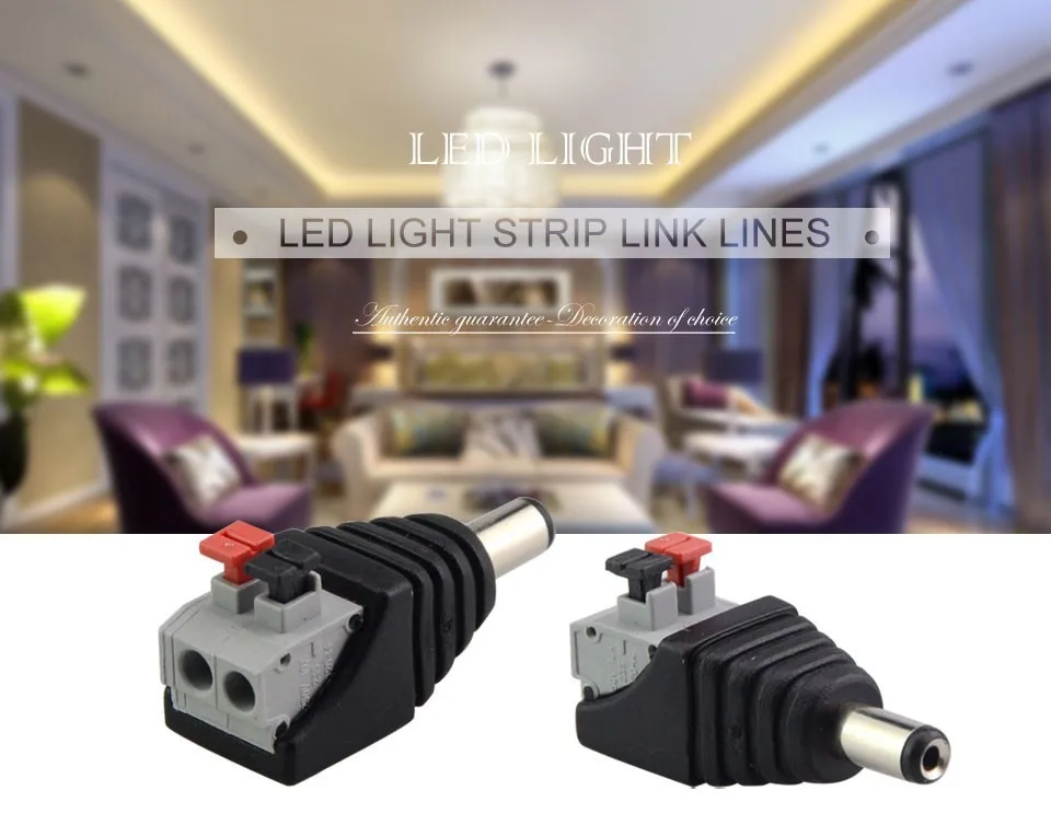 led Screwless Terminals DC 5.5x2.1mm Male Plug CCTV Power Connector,DC Power Male Connector