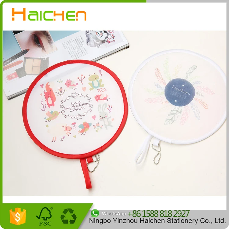 Nylon Portable Folding Fan For Gift Frisbee Fan Cool Summer Hand Fan