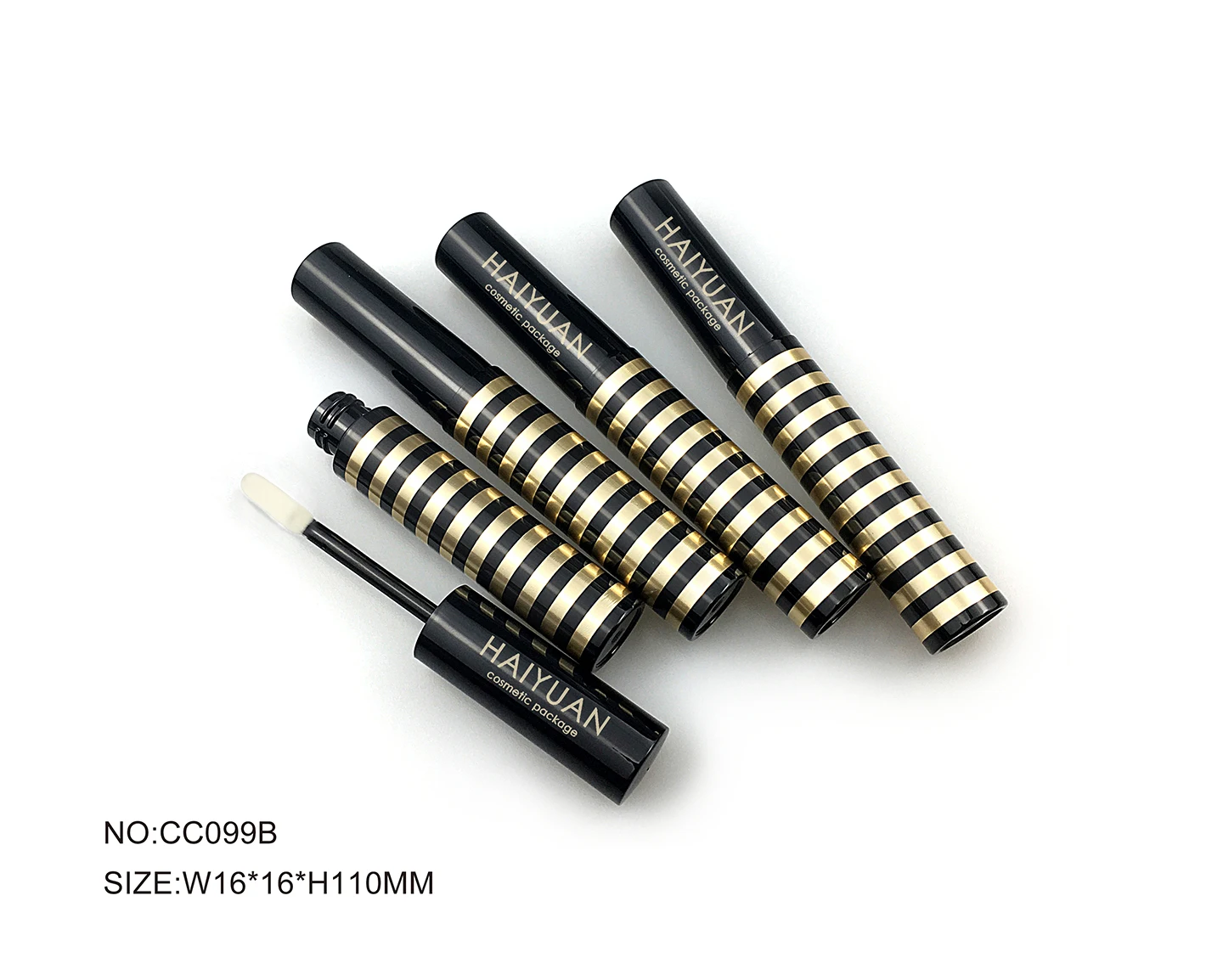 Metallic Luxury Black Gold Lip Gloss Container Clear Plastic Lipgloss Mascara Bottle With Wand