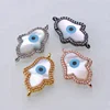 CZ Micro Pave Mother Of Pearl MOP Shell Charm Connector Blue Evil-Eye Hamsa Hand Bracelet Jewelry Charms Connectors