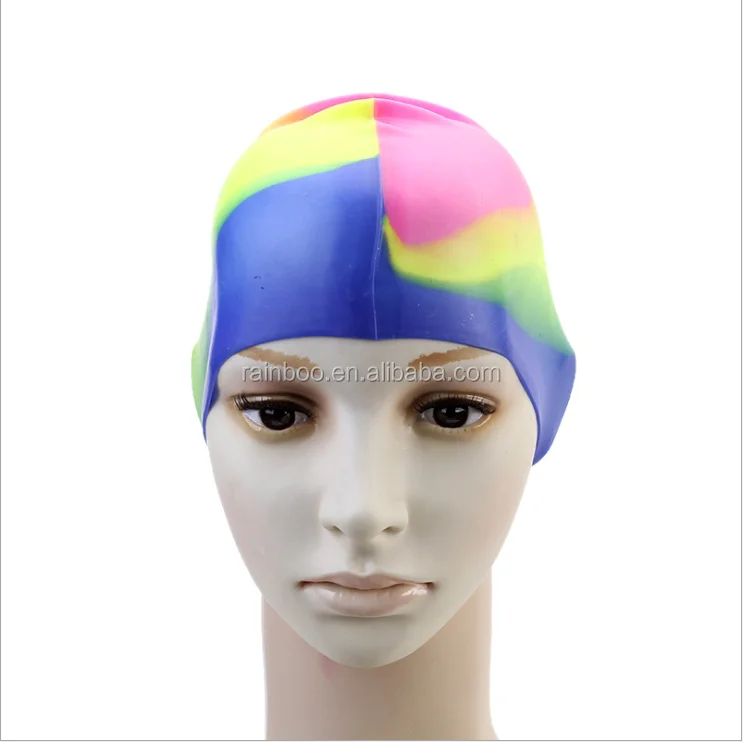 Cheap Custom Flexible Multicolor Adult Funny Swim Cap Silicone Swim Cap