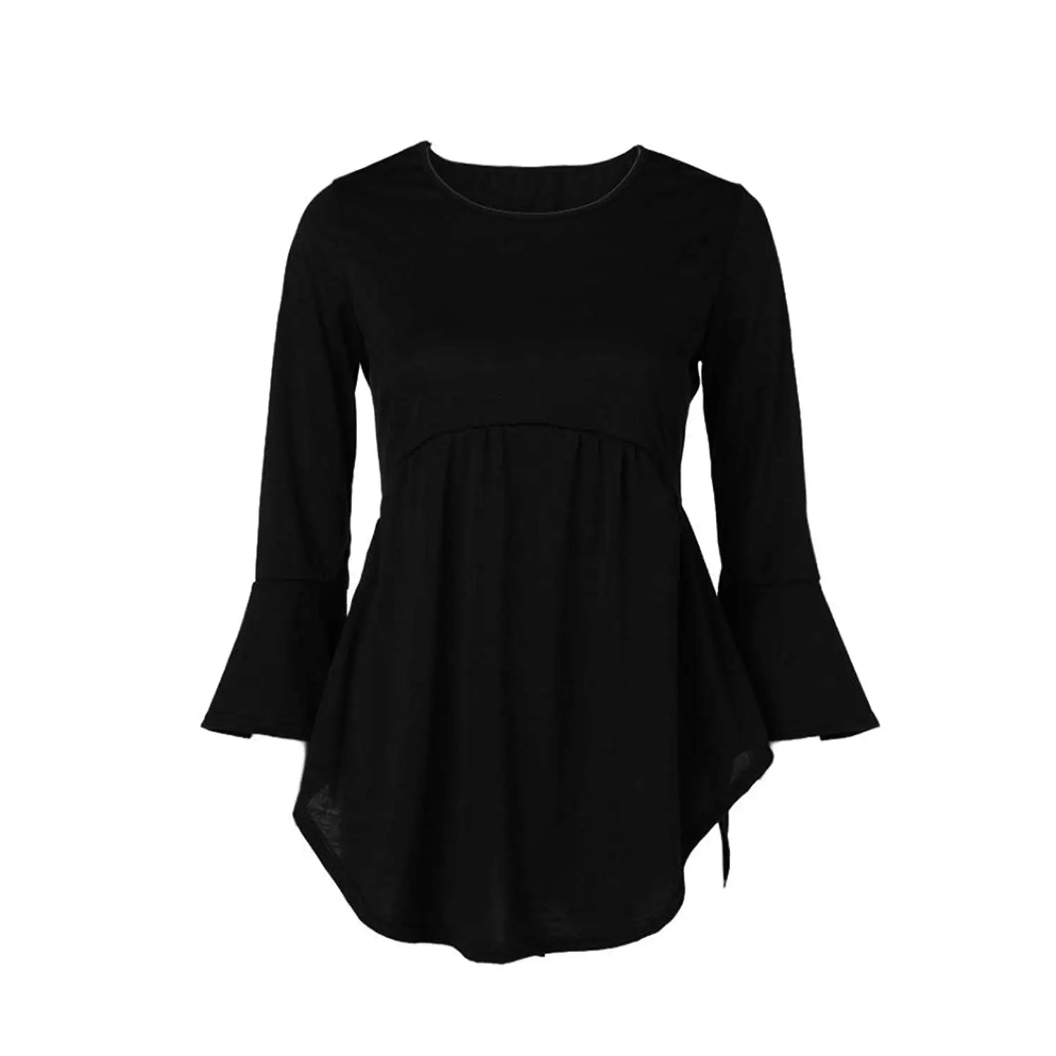 Goodtrade8® Women Blouse Casual Scoop Neck Half Ruffle Sleeve Plain Tops Tunic T-Shirt