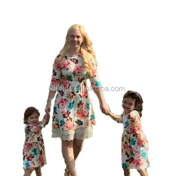 Wonderlijk Familie Kleding Set Custom Bloemen Moeder En Baby Outfits Jurken AA-42