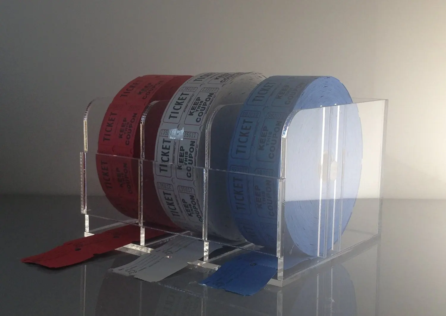 buy-raffle-ticket-holder-dispenser-holds-3-rolls-of-50-50-raffle-tickets-in-cheap-price-on