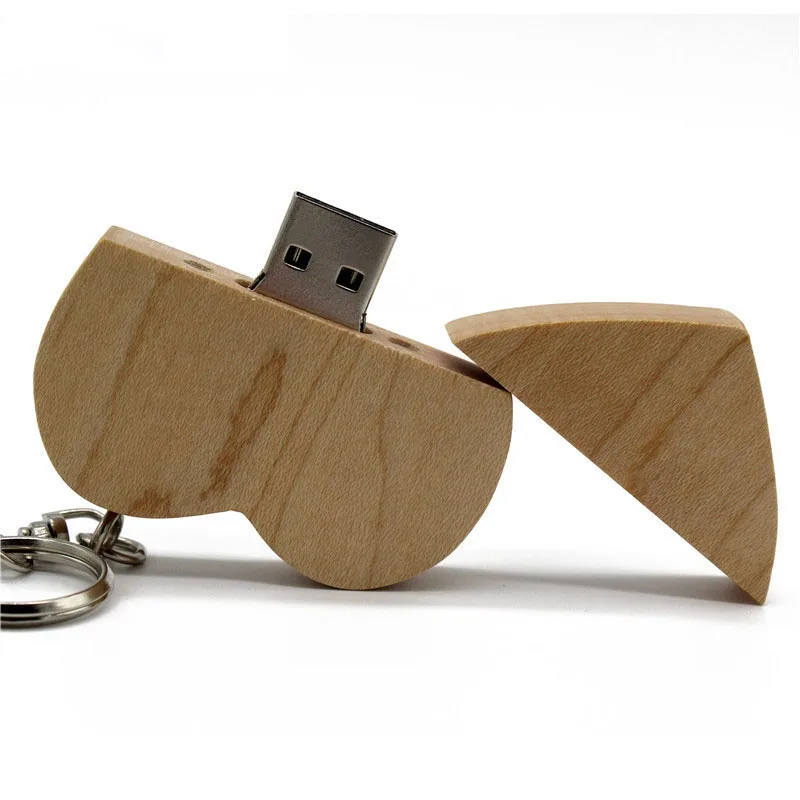 Unique Heart Shape Wood USB 2.0 Flash Drive Custom Wedding Studio Gift Pendrive 