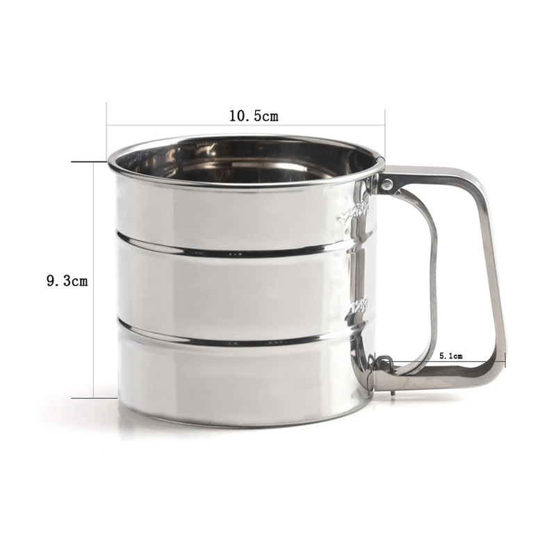Stainless Steel Flour Siftermesh Bottom Mechanical Cup Shape Flour