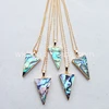 WT-N660 Wholesale Natural triangle Abalone shell necklace, 24k gold plated fashion charming triangle Abalone necklace