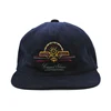 Plastic zip closure flat brim suede cap with embroidery logo