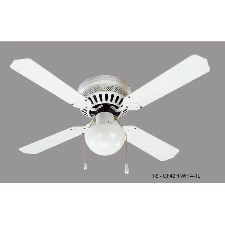 42 Inch European Style White Hugger Fan With Light,4 Mdf Blades,Include